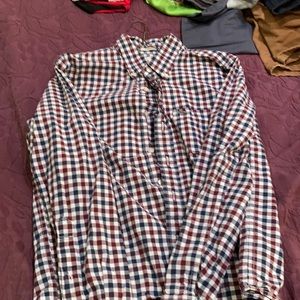A&F boys maroon and blue checked button down